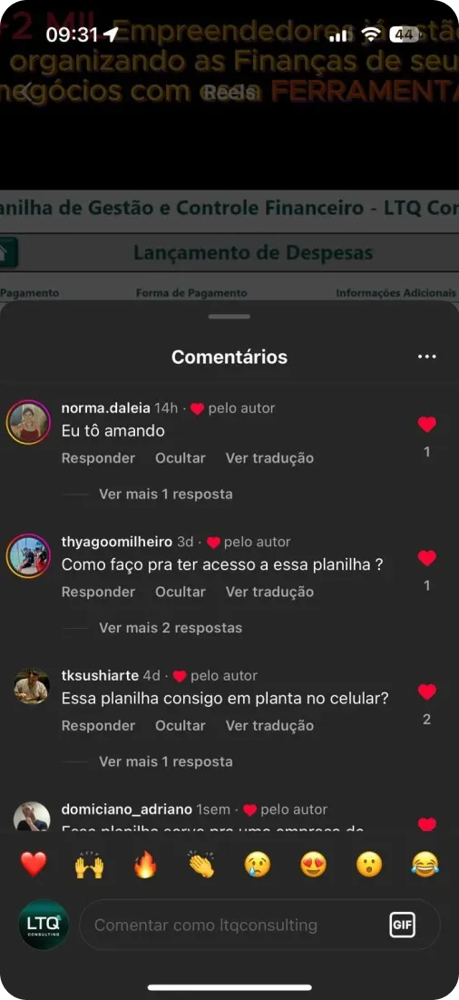 Conversa de WhatsApp com uma cliente da planilha