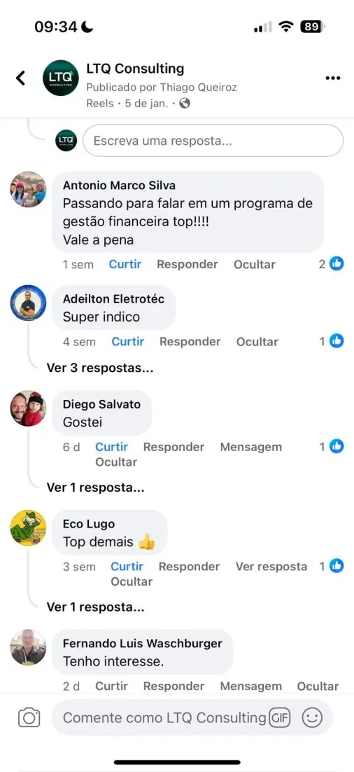 Conversa de WhatsApp com uma cliente da planilha